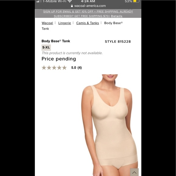New Wacoal Body Base Tank Smoothing Camisole - Picture 2 of 4
